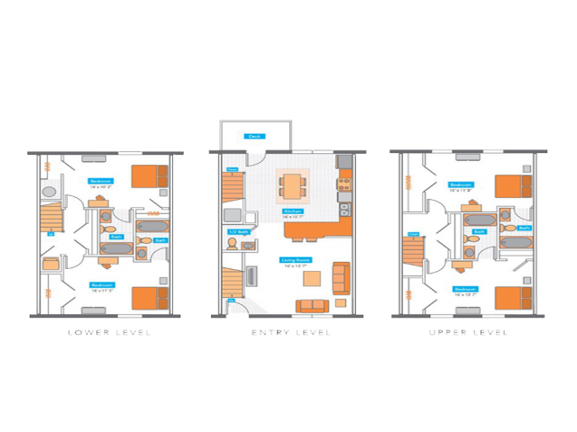 1 4 Bedroom Townhomes Copper Beech Ames Floorplans