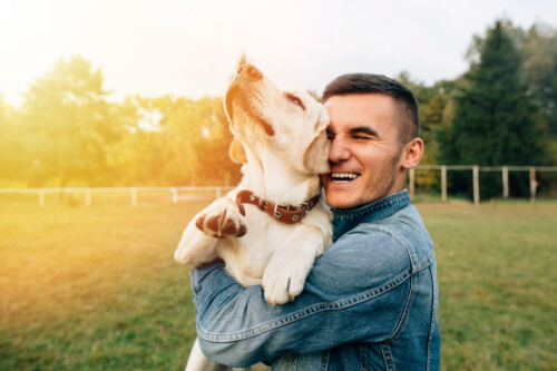 a man and his dog