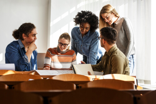group of friends studying